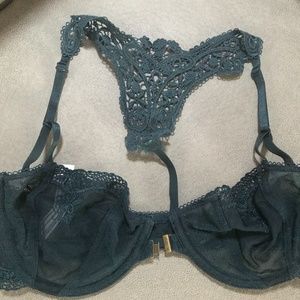 Free People lace close-front bralette Dark Green
